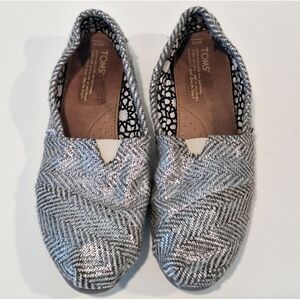 Toms silver slip-on flats
